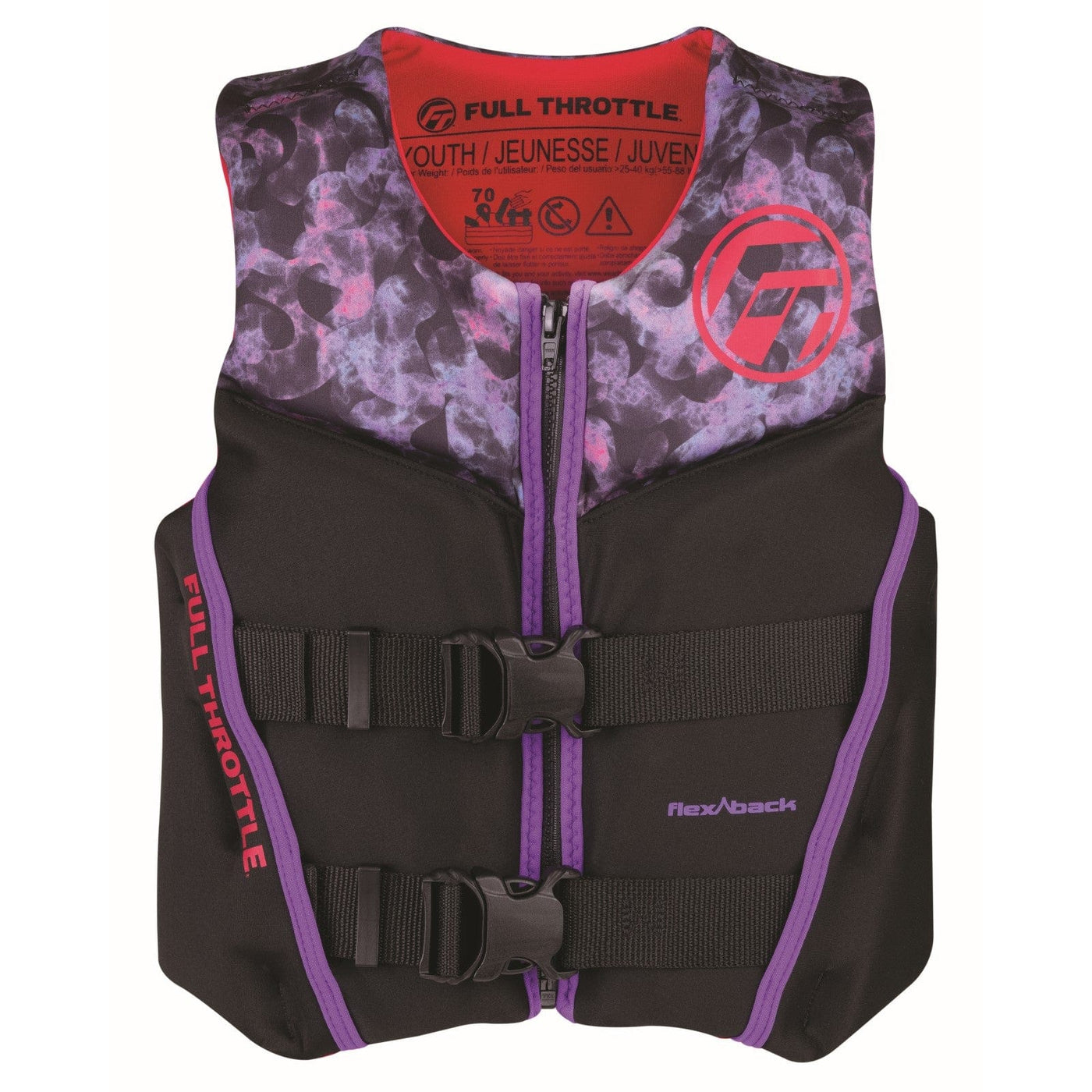 Full Throttle Full Throttle Youth Rapid-Dry Flex-Back Life Jacket Pink Marine And Water Sports