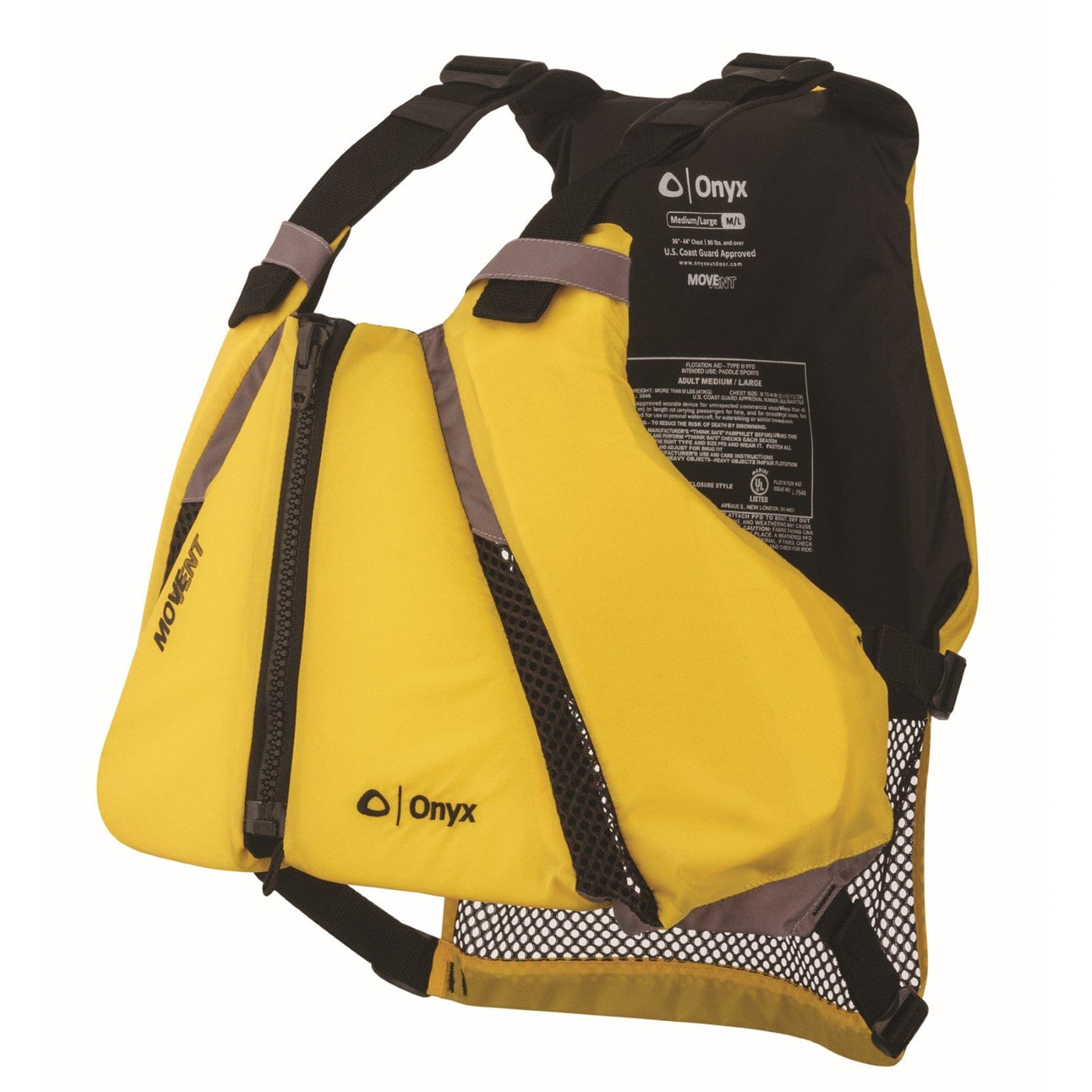 Onyx Onyx Movevent Curve Life Jacket XS S Yellow Marine And Water Sports