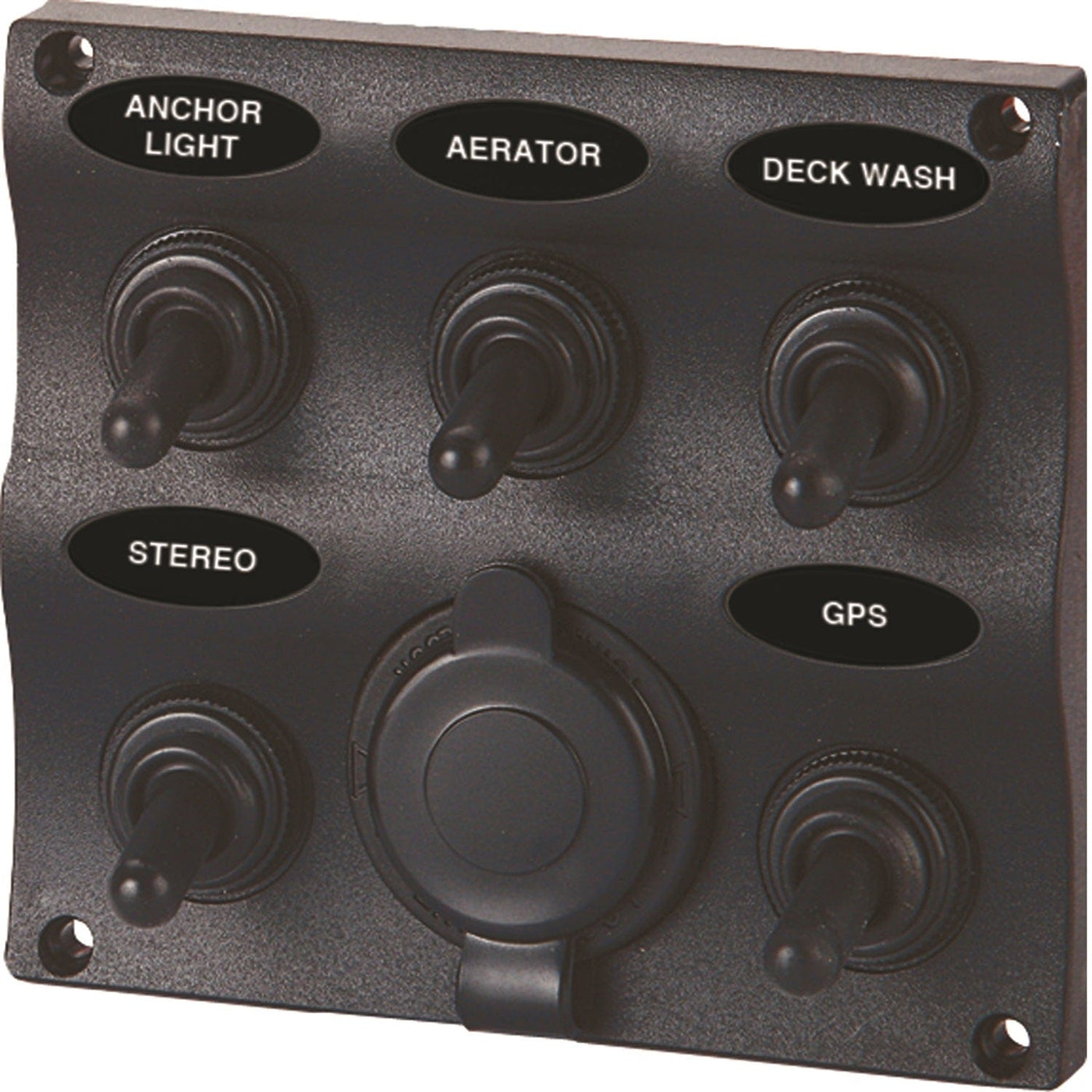 SeaSense SeaSense 5 Gang Toggle Switch Panel with 12-Volt Outlet Marine And Water Sports