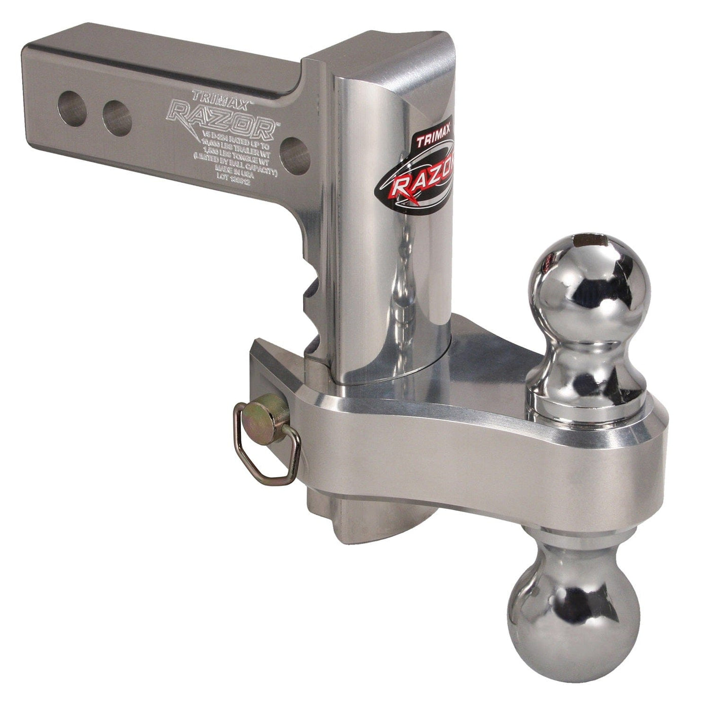Trimax Trimax TRZ6AL-RP Razor 6in Aluminum Adjust Hitch-Dual Ball Marine And Water Sports