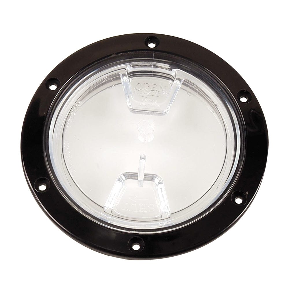 Beckson Marine Beckson 4" Clear Center Screw Out Deck Plate - Black Marine Hardware