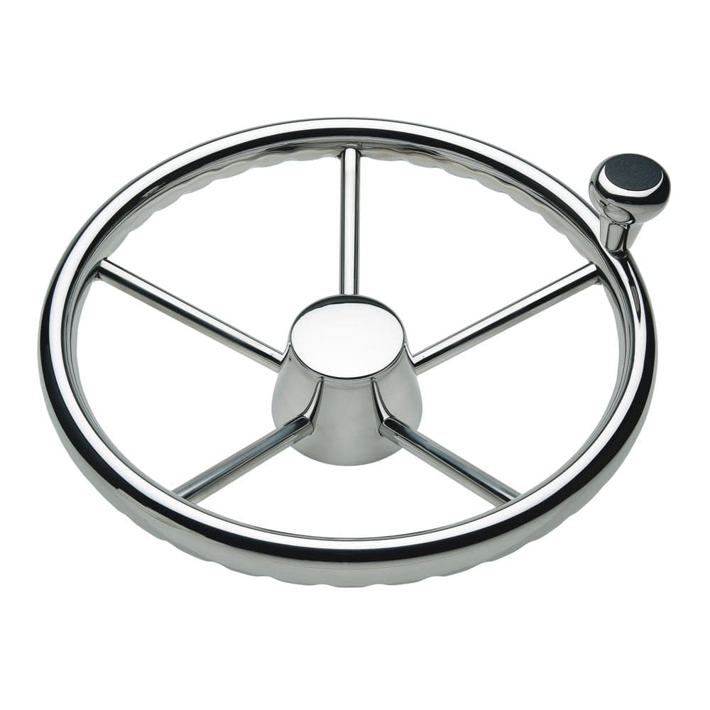 Schmitt & Ongaro Marine Schmitt & Ongaro 170 13.5" Stainless 5-Spoke Destroyer Wheel w/ Stainless Cap and FingerGrip Rim - Fits 3/4" Tapered Shaft Helm Marine Hardware