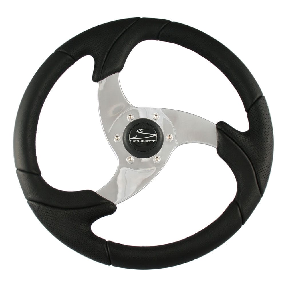 Schmitt & Ongaro Marine Schmitt & Ongaro Folletto 14.2" Black Poly Steering Wheel w/ Polished Spokes and Black Cap - Fits 3/4" Tapered Shaft Helm Marine Hardware