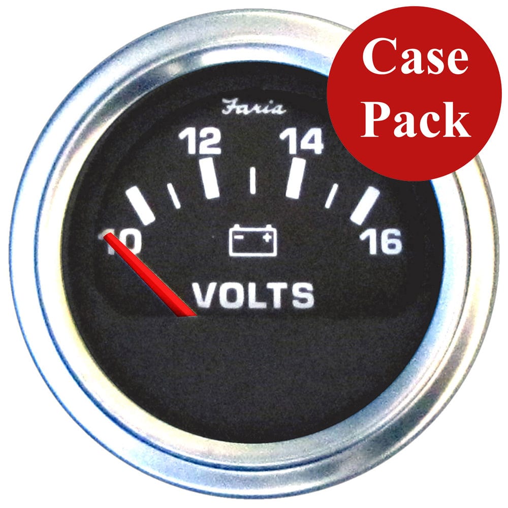 Faria Beede Instruments Faria 2" Voltmeter (10-16 VDC) Unlit 12V Black w/Stainless Steel Bezel & Orange Pointer - Case of 24 Marine Navigation & Instruments