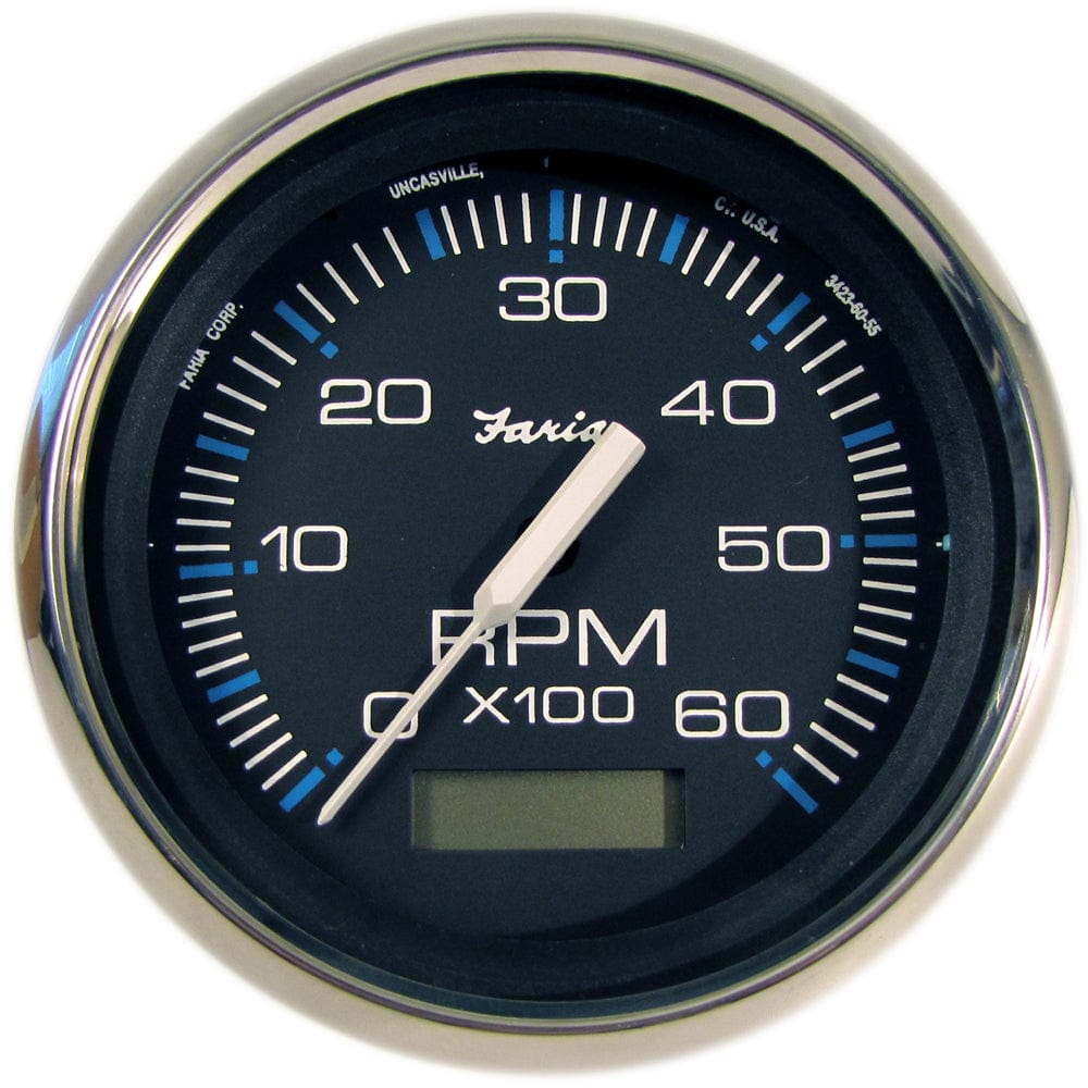 Faria Beede Instruments Faria Chesapeake Black 4" Tachometer w/Hourmeter - 6000 RPM (Gas) (Inboard) Marine Navigation & Instruments