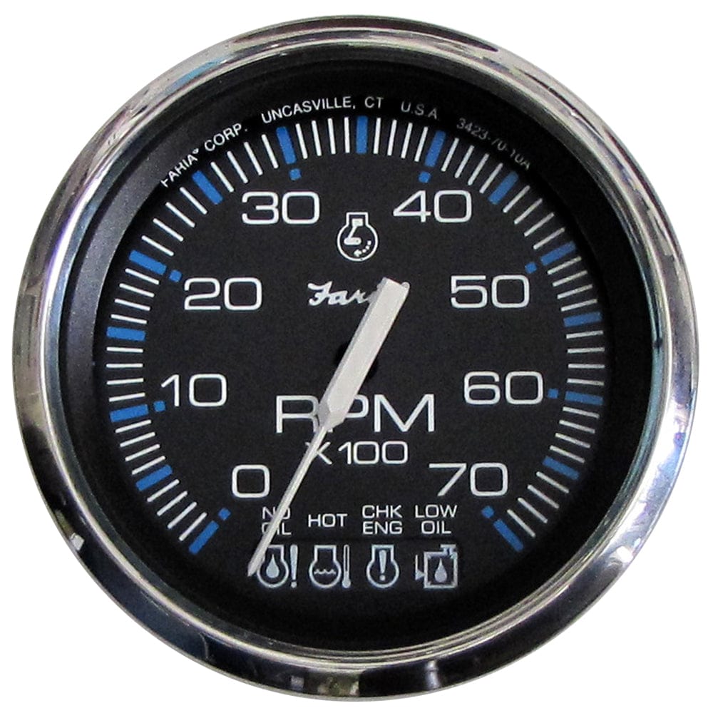 Faria Beede Instruments Faria Chesapeake Black SS 4" Tachometer w/Systemcheck Indicator - 7000 RPM (Gas) f/ Johnson / Evinrude Outboard) Marine Navigation & Instruments