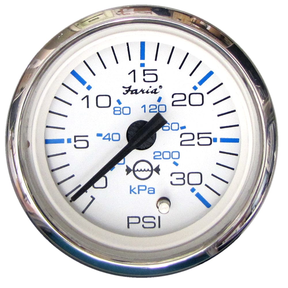 Faria Beede Instruments Faria Chesapeake White SS 2" Water Pressure Gauge (30 PSI) Marine Navigation & Instruments