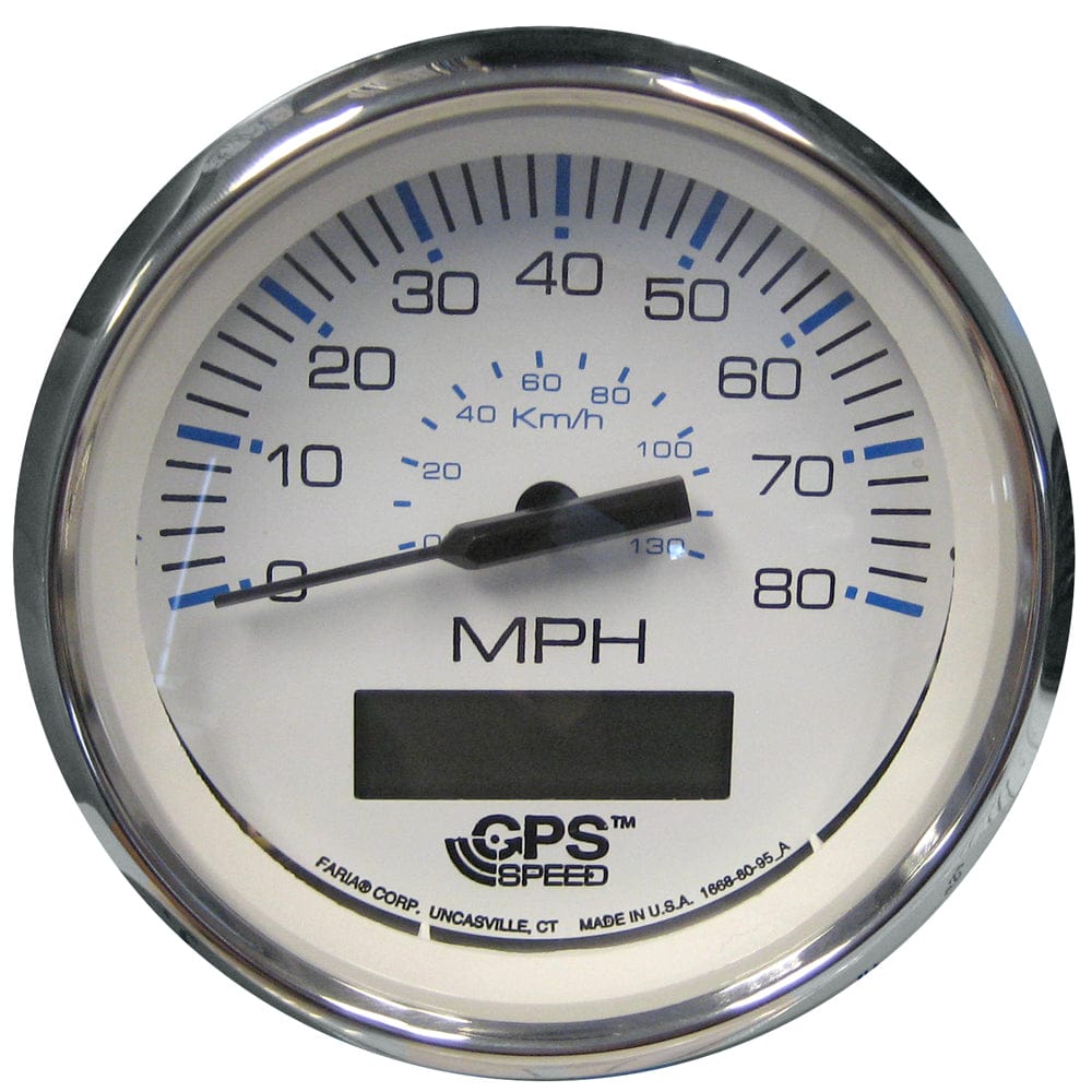 Faria Beede Instruments Faria Chesapeake White SS 4" Speedometer w/LCD Heading Display - 80MPH (GPS) Marine Navigation & Instruments