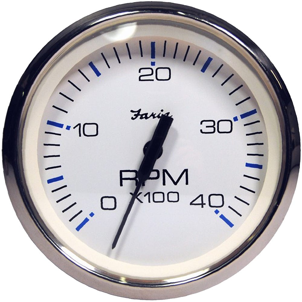 Faria Beede Instruments Faria Chesapeake White SS 4" Tachometer - 4000 RPM (Diesel) (Magnetic Pick-Up) Marine Navigation & Instruments