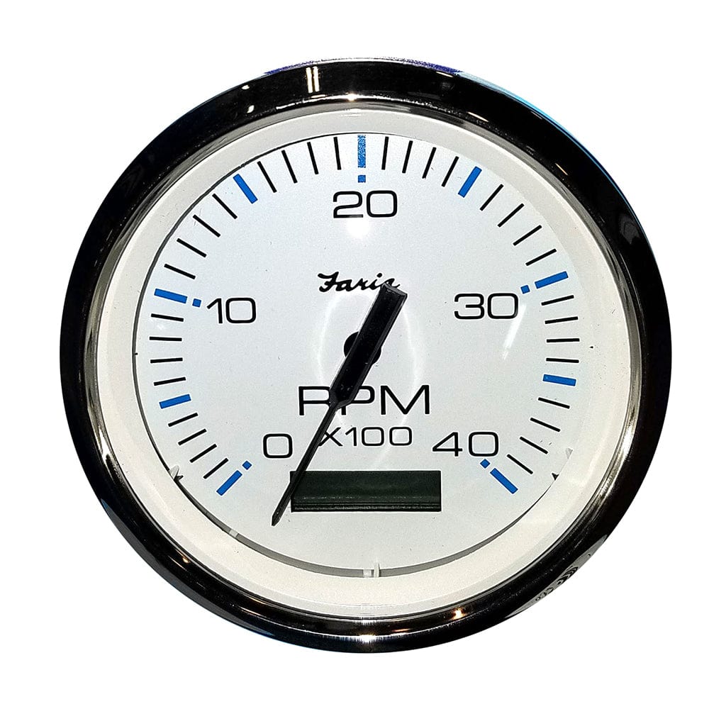Faria Beede Instruments Faria Chesapeake White SS 4" Tachometer w/Hourmeter (4000 RPM) (Diesel) (Mech. Takeoff & Var. Ratio Alt) Marine Navigation & Instruments