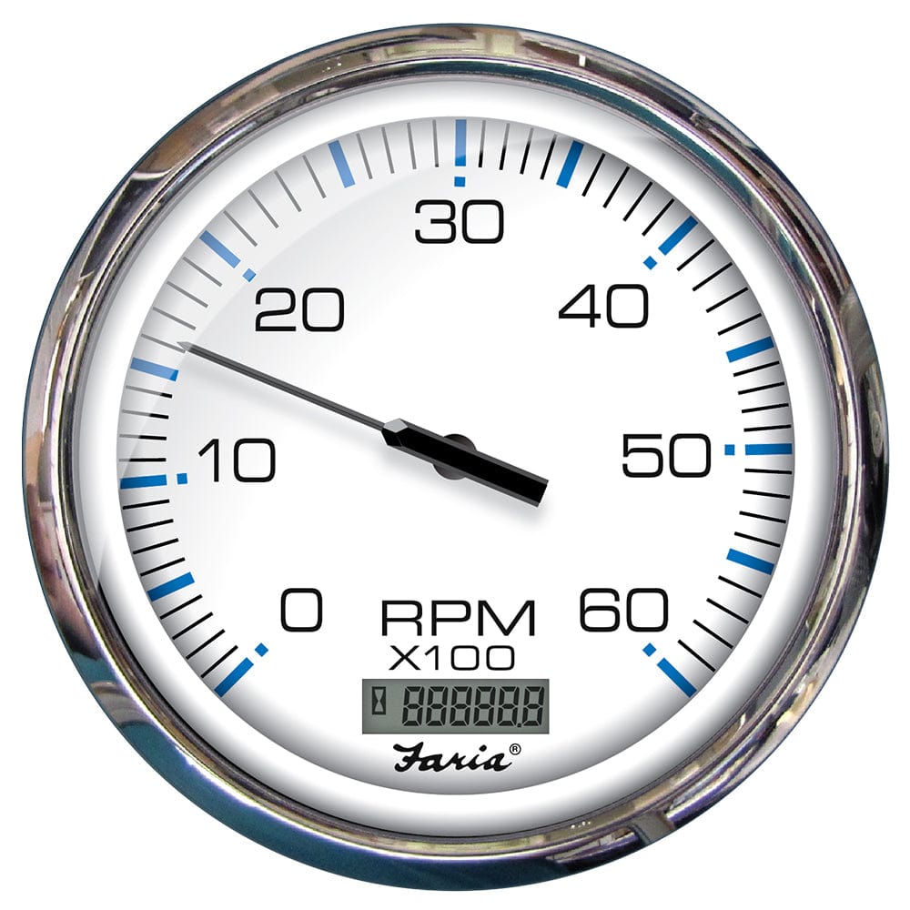 Faria Beede Instruments Faria Chesapeake White SS 5" Tachometer w/Digital Hourmeter - 6000 RPM (Gas) (Inboard) Marine Navigation & Instruments