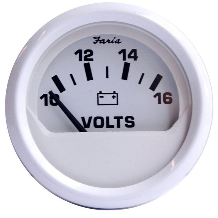 Faria Beede Instruments Faria Dress White 2" Voltmeter (10-16 VDC) Marine Navigation & Instruments