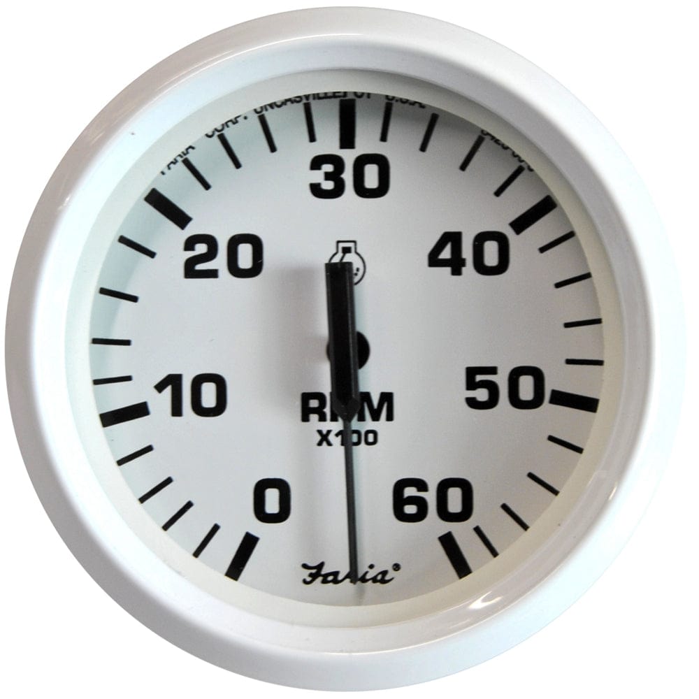 Faria Beede Instruments Faria Dress White 4" Tachometer - 6000 RPM (Gas) (Inboard & I/O) Marine Navigation & Instruments