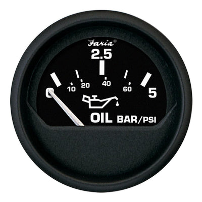 Faria Beede Instruments Faria Euro Black 2" Oil Pressure Gauge - Metric (5 Bar) Marine Navigation & Instruments