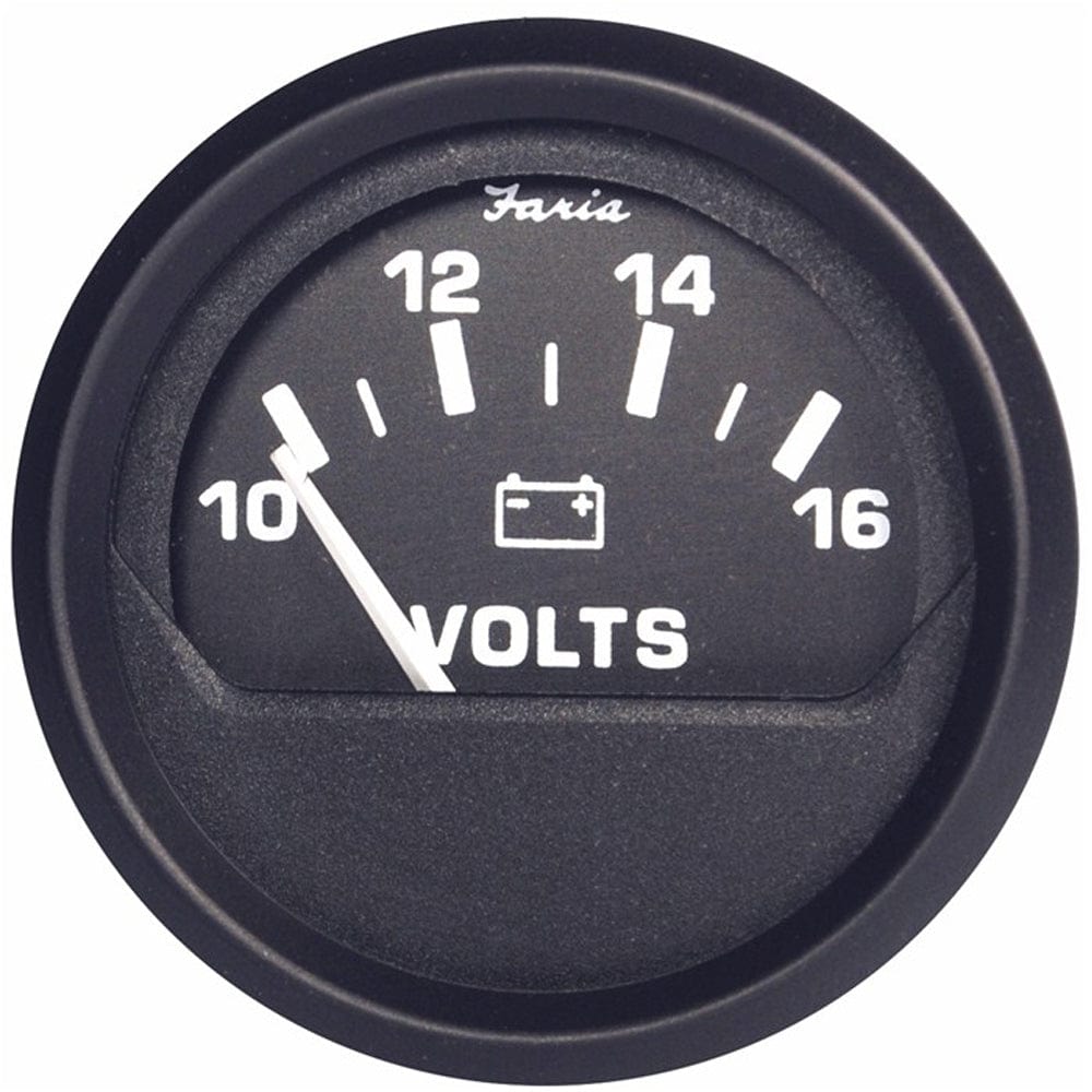 Faria Beede Instruments Faria Euro Black 2" Voltmeter (10-16 V) Marine Navigation & Instruments