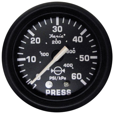 Faria Beede Instruments Faria Euro Black 2" Water Pressure Gauge (60 PSI) Marine Navigation & Instruments