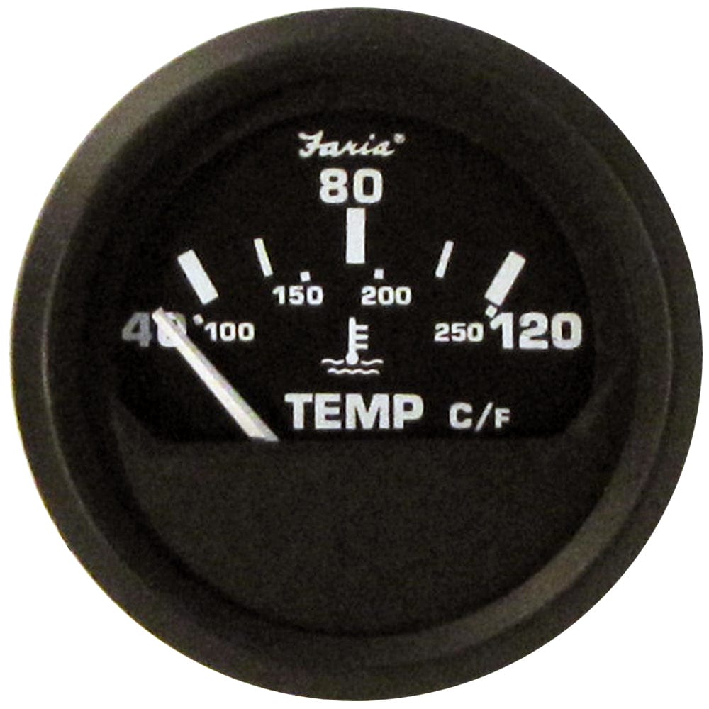 Faria Beede Instruments Faria Euro Black 2" Water Temperature Gauge - Metric (40 to 120° C) Marine Navigation & Instruments