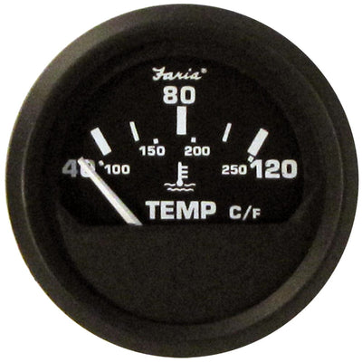 Faria Beede Instruments Faria Euro Black 2" Water Temperature Gauge - Metric (40 to 120° C) Marine Navigation & Instruments