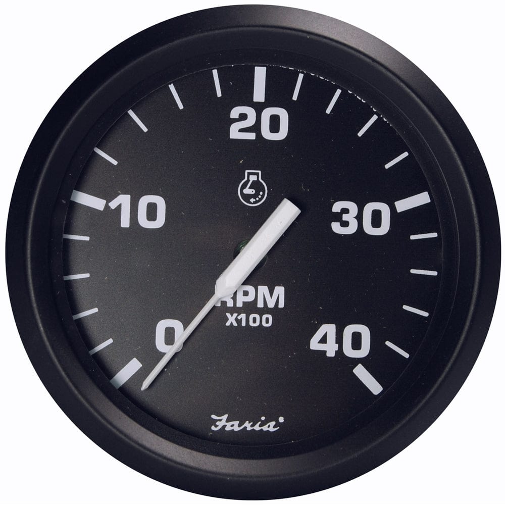 Faria Beede Instruments Faria Euro Black 4" Tachometer - 4000 RPM (Diesel - Magnetic Pick-Up) Marine Navigation & Instruments
