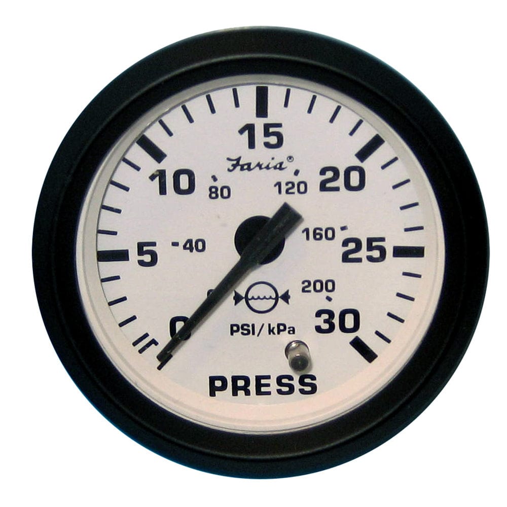 Faria Beede Instruments Faria Euro White 2" Water Pressure Gauge (30 PSI) Marine Navigation & Instruments