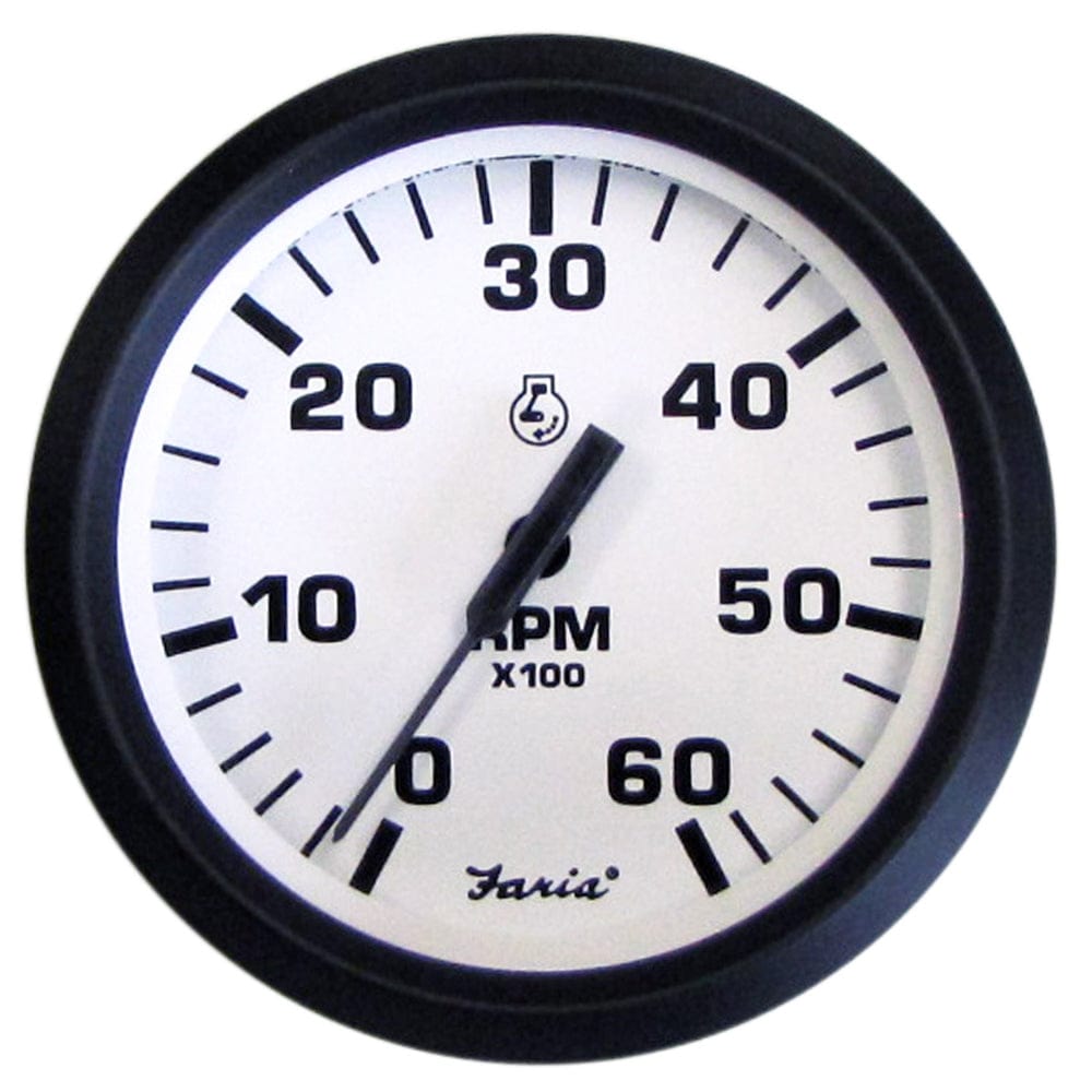Faria Beede Instruments Faria Euro White 4" Tachometer - 6000 RPM (Gas) (Inboard & I/O) Marine Navigation & Instruments