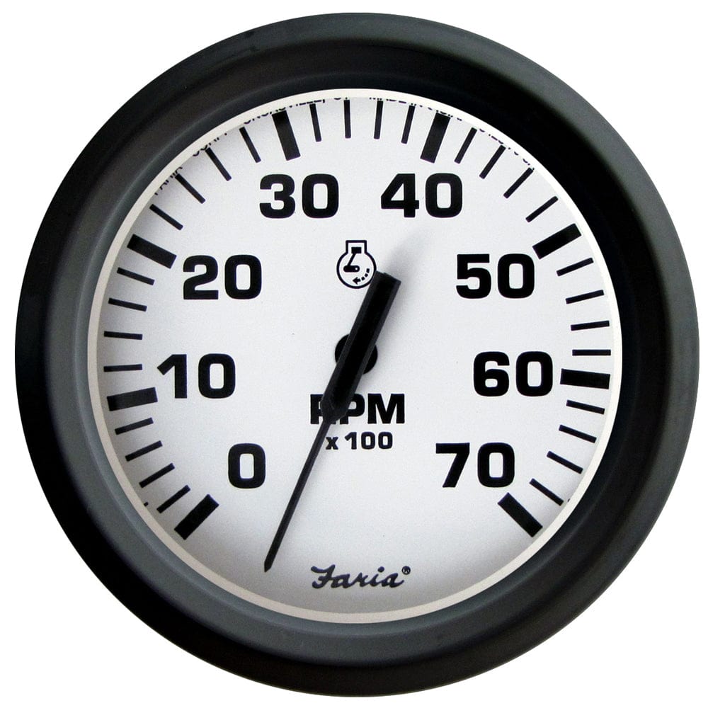 Faria Beede Instruments Faria Euro White 4" Tachometer 7000 RPM (Gas) (Outboards) Marine Navigation & Instruments