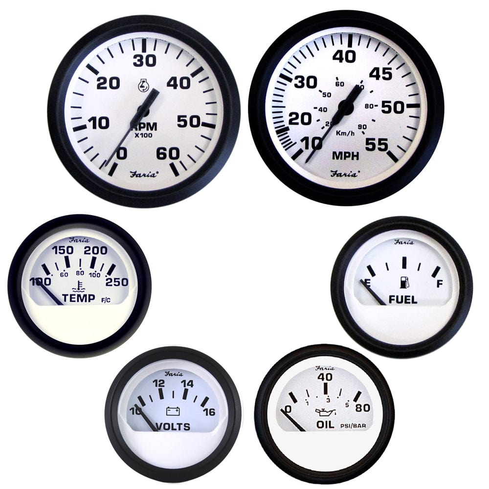 Faria Beede Instruments Faria Euro White Boxed Set - Inboard Motors Marine Navigation & Instruments
