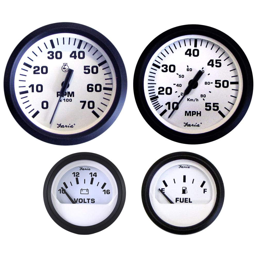 Faria Beede Instruments Faria Euro White Boxed Set - Outboard Motors Marine Navigation & Instruments