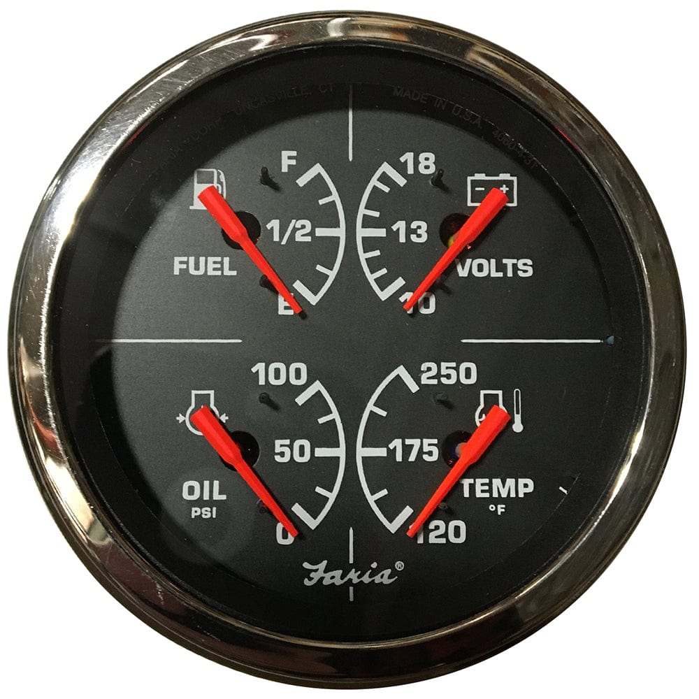 Faria Beede Instruments Faria Heavy Duty 4" Multi-Function Gauge w/Fuel, Oil Pressure, Voltmeter & Water Temp Marine Navigation & Instruments