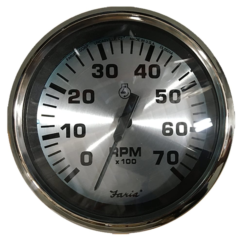 Faria Beede Instruments Faria Spun Silver 4" Tachometer (7000 RPM) (Outboard) Marine Navigation & Instruments