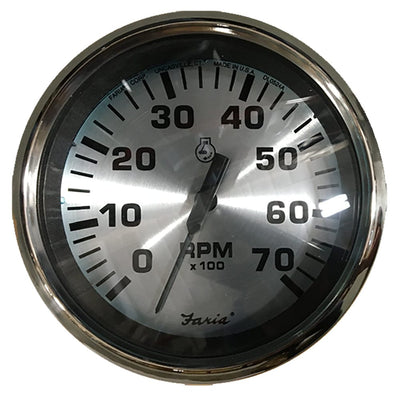 Faria Beede Instruments Faria Spun Silver 4" Tachometer (7000 RPM) (Outboard) Marine Navigation & Instruments