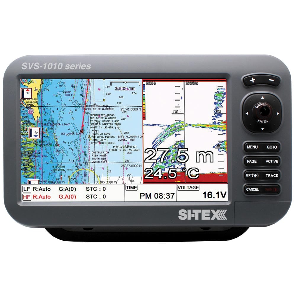 SI-TEX SI-TEX SVS-1010CF-E 10" Chartplotter/Sounder Combo w/External GPS Antenna & Navionics+ Card Marine Navigation & Instruments