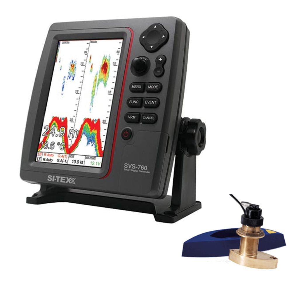 SI-TEX SI-TEX SVS-760 Dual Frequency Sounder 600W Kit w/Bronze Thru-Hull Speed & Temp Transducer Marine Navigation & Instruments