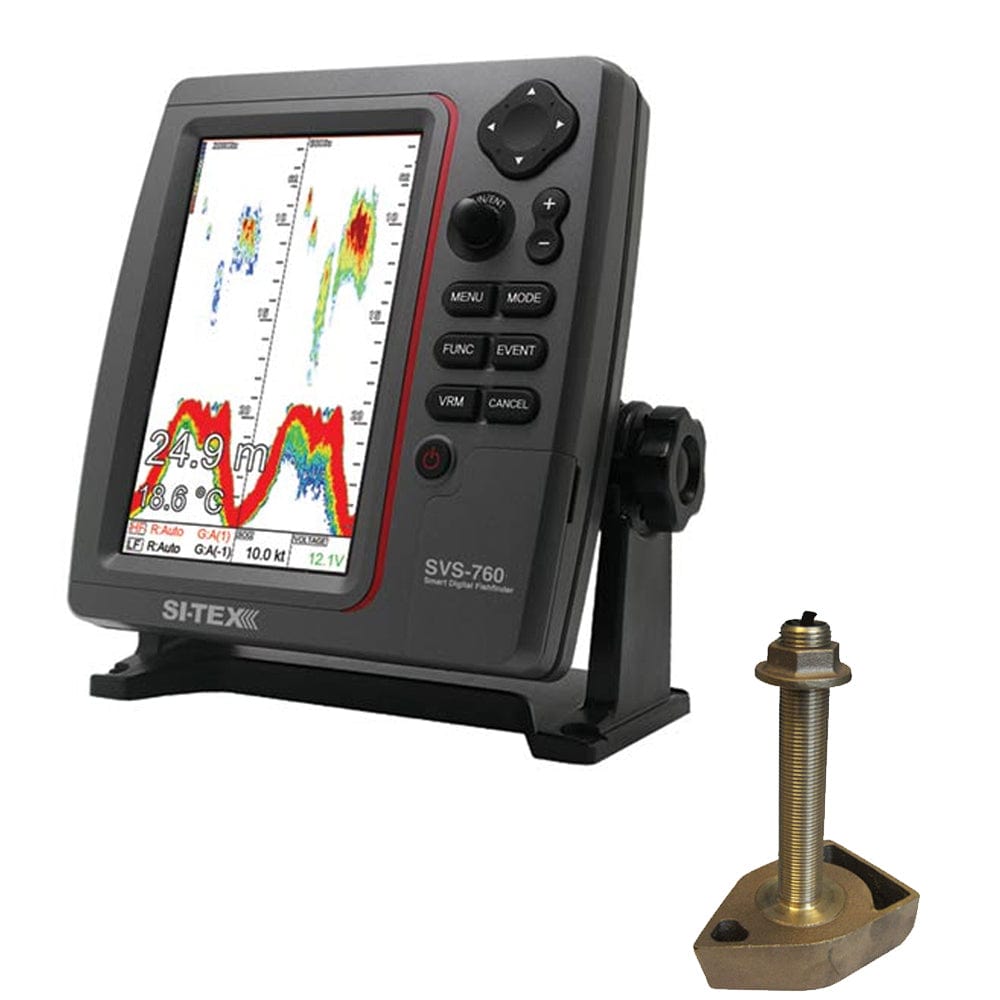 SI-TEX SI-TEX SVS-760 Dual Frequency Sounder 600W Kit w/Bronze Thru-Hull Temp Transducer - 1700/50/200T-CX Marine Navigation & Instruments