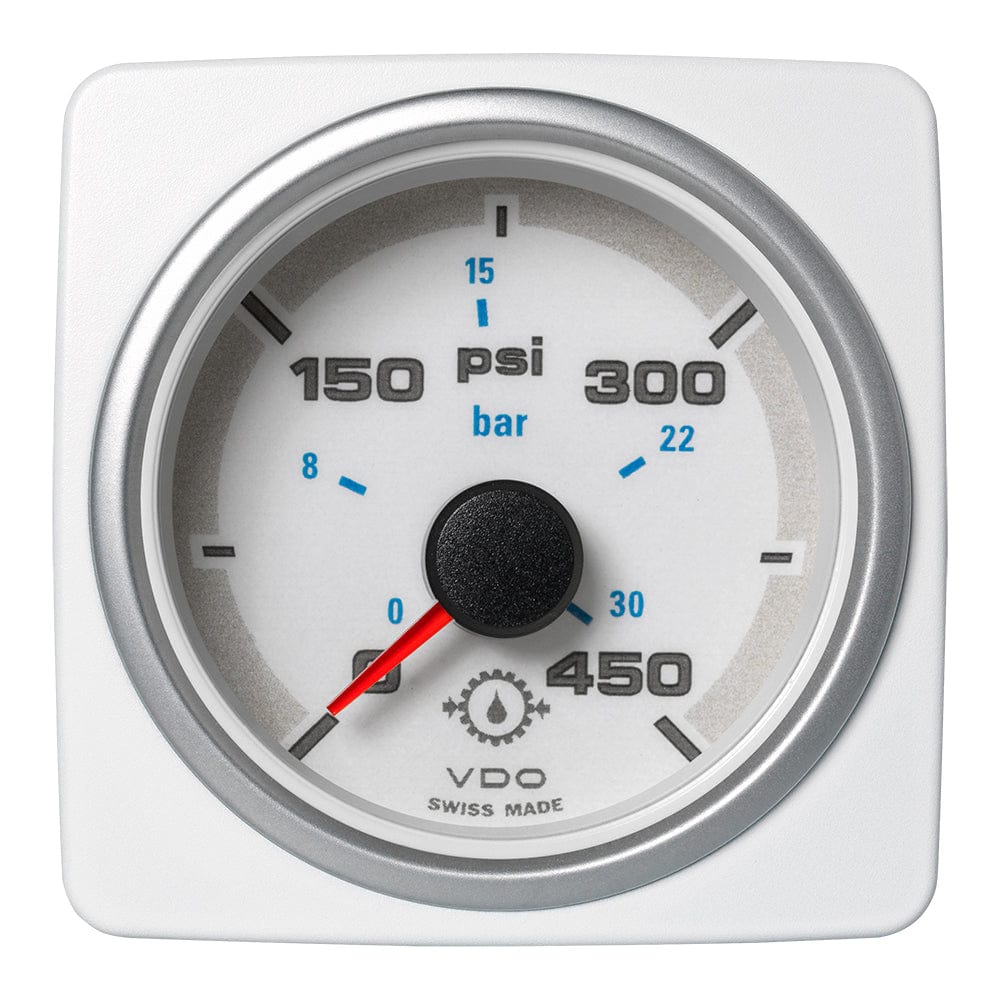 Veratron Veratron 52 MM (2-1/16") AcquaLink Transmission Oil Pressure 450 PSI/30 Bar - White Dial & Bezel Marine Navigation & Instruments