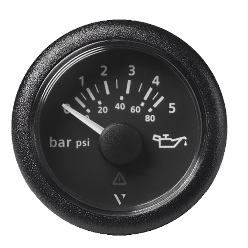 Veratron Veratron 52 MM (2-1/16") ViewLine Oil Pressure Gauge 5 Bar/80 PSI - Black Dial & Round Bezel Marine Navigation & Instruments
