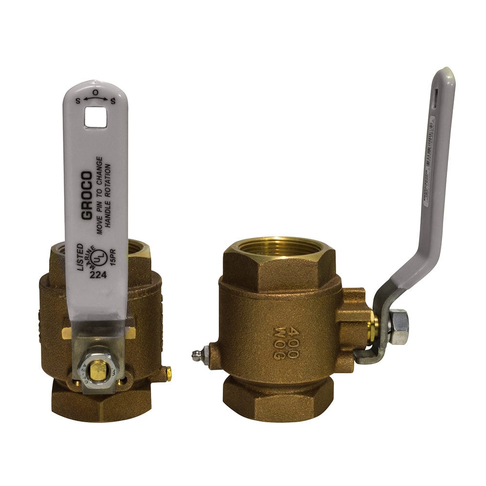 GROCO GROCO 1-1/2" NPT Bronze In-Line Ball Valve Marine Plumbing & Ventilation