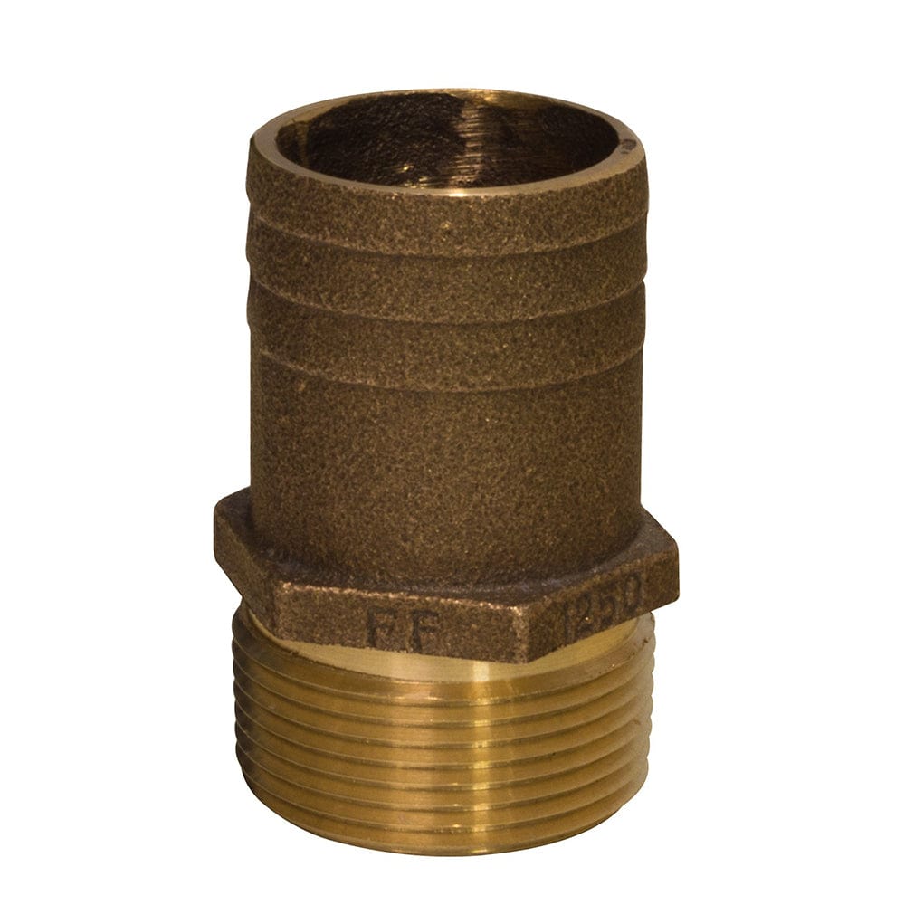 GROCO GROCO 1-1/2" NPT x 1-3/4" Bronze Full Flow Pipe to Hose Straight Fitting Marine Plumbing & Ventilation