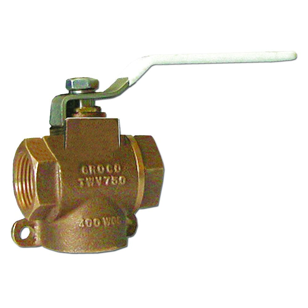 GROCO GROCO 1/2" NPT Bronze 3-Way Valve Marine Plumbing & Ventilation