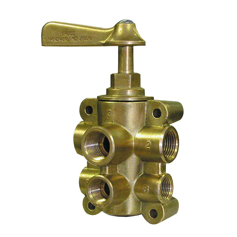 GROCO GROCO 6-Port NPT Bronze Fuel Valve 1/2" Main - 3/8" Return Marine Plumbing & Ventilation