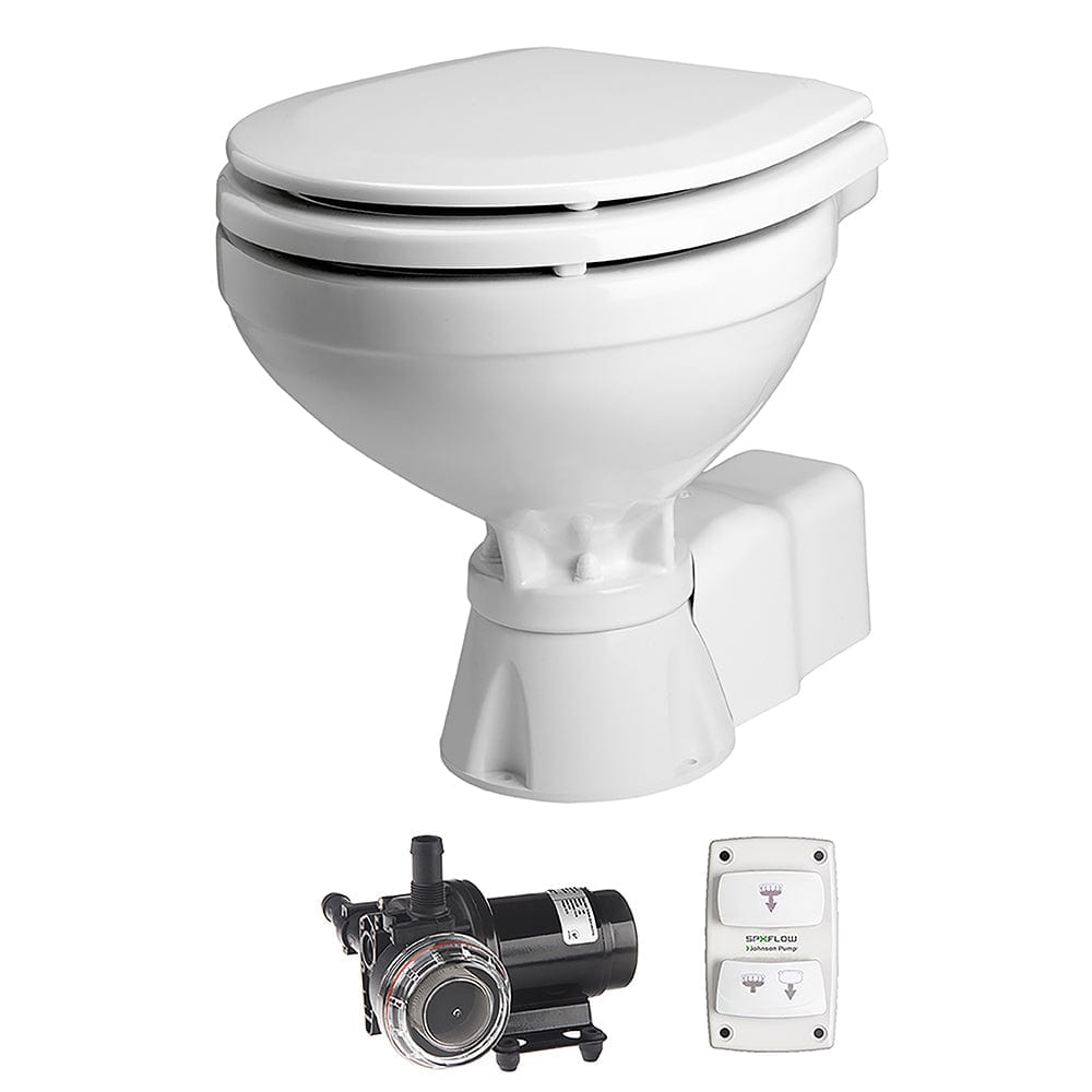 Johnson Pump Johnson Pump AquaT Toilet Silent Electric Compact - 12V w/Pump Marine Plumbing & Ventilation