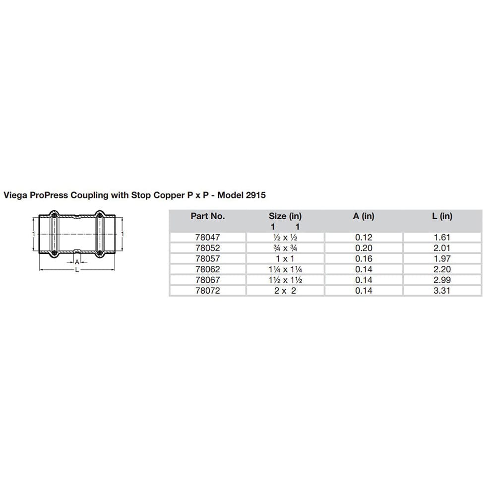 Viega Viega ProPress 1-1/4" Copper Coupling w/Stop - Double Press Connection - Smart Connect Technology Marine Plumbing & Ventilation