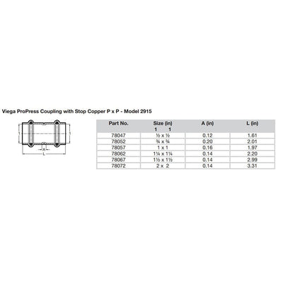 Viega Viega ProPress 1-1/4" Copper Coupling w/Stop - Double Press Connection - Smart Connect Technology Marine Plumbing & Ventilation