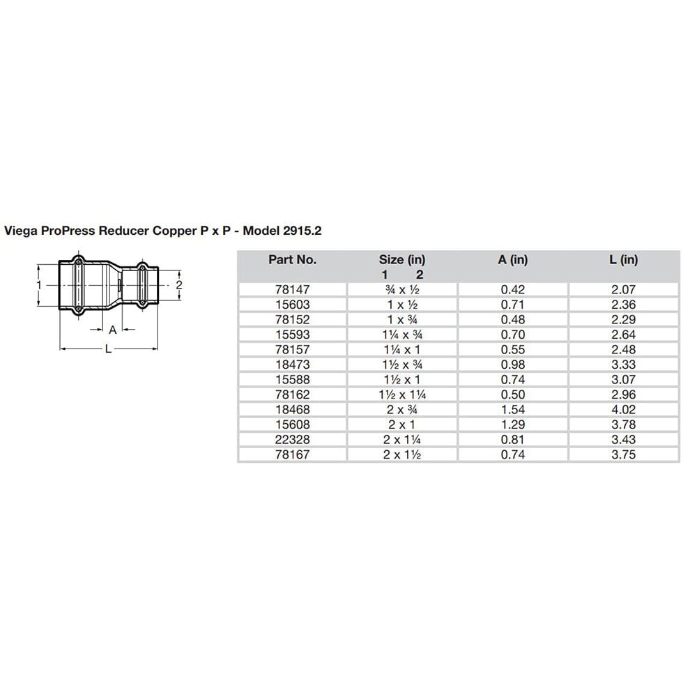 Viega Viega ProPress 1-1/4" x 1" Copper Reducer - Double Press Connection - Smart Connect Technology Marine Plumbing & Ventilation