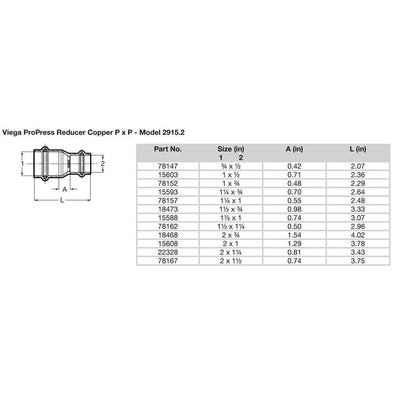 Viega Viega ProPress 1-1/4" x 1" Copper Reducer - Double Press Connection - Smart Connect Technology Marine Plumbing & Ventilation