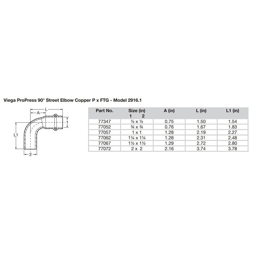 Viega Viega ProPress 1" - 90° Copper Elbow - Street/Press Connection - Smart Connect Technology Marine Plumbing & Ventilation