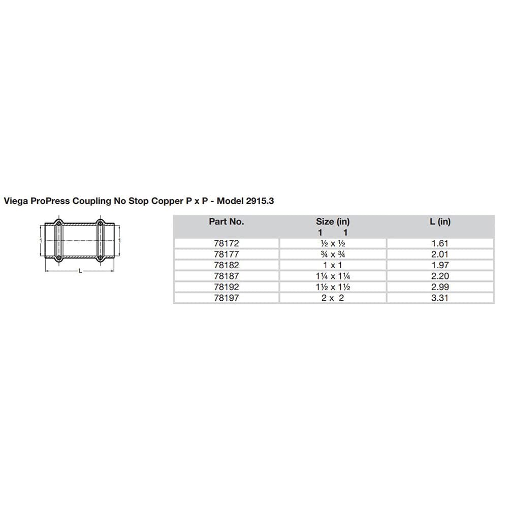 Viega Viega ProPress 1" Copper Coupling w/o Stop - Double Press Connection - Smart Connect Technology Marine Plumbing & Ventilation