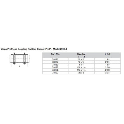 Viega Viega ProPress 1" Copper Coupling w/o Stop - Double Press Connection - Smart Connect Technology Marine Plumbing & Ventilation