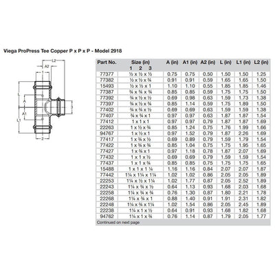 Viega Viega ProPress 1" Copper Tee - Triple Press Connection - Smart Connect Technology Marine Plumbing & Ventilation
