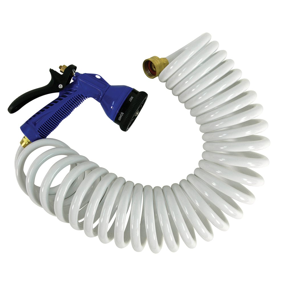 Whitecap Whitecap 15' White Coiled Hose w/Adjustable Nozzle Marine Plumbing & Ventilation